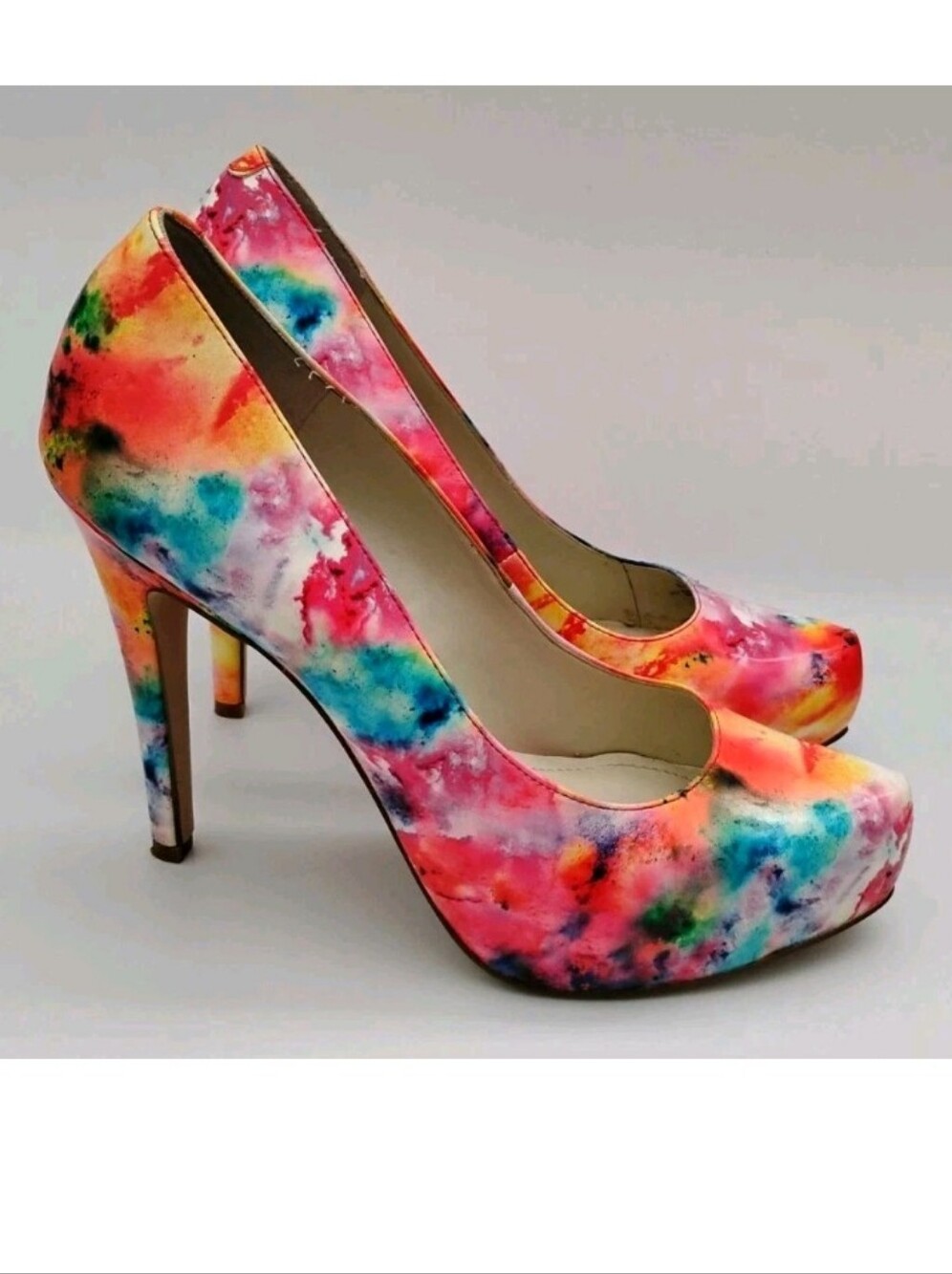 BCBGeneration Multicolor Watercolor Print Platform Pumps Size 8.5